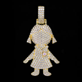Diamond Girl / Daughter Pendant in Yellow Gold
