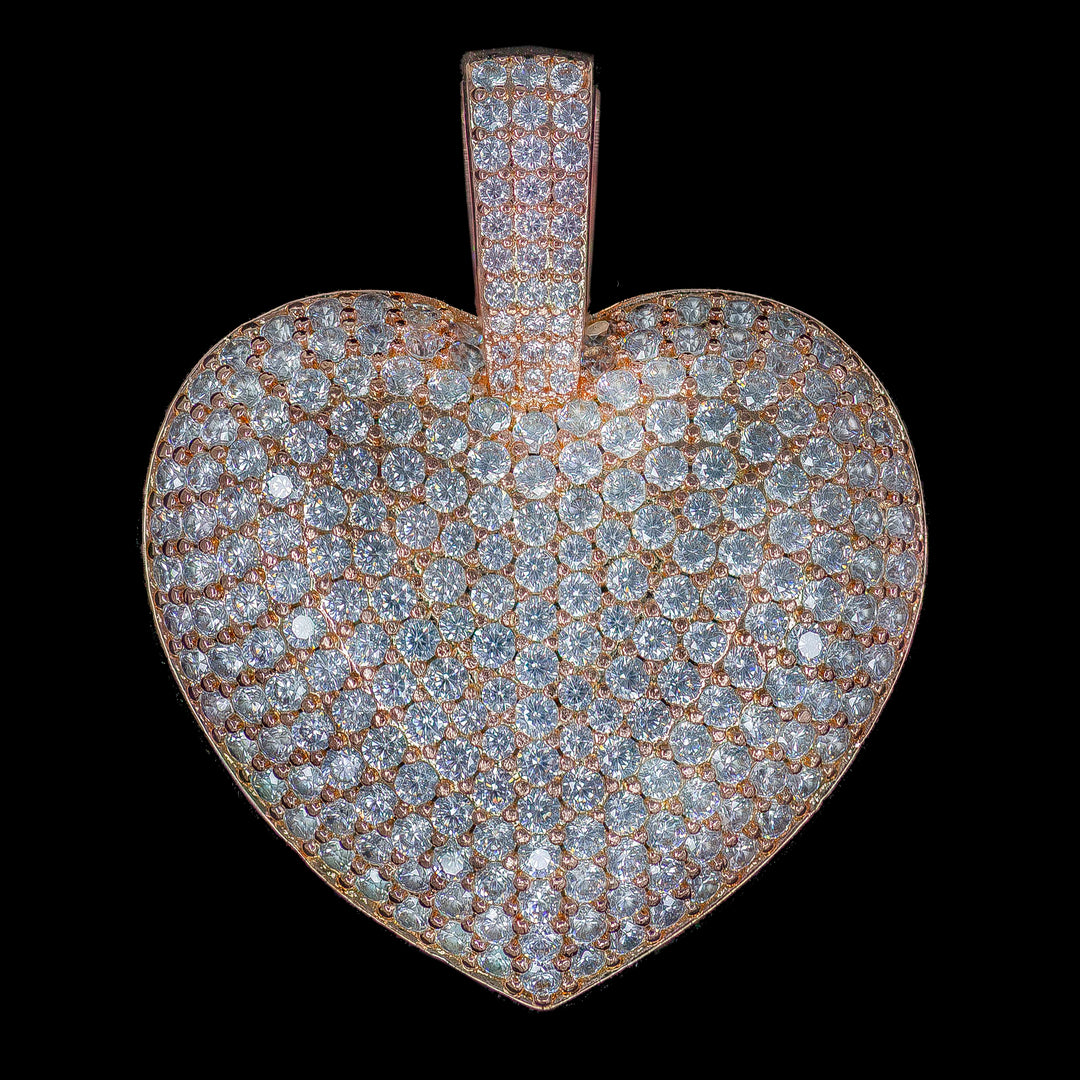 Iced Diamond Heart in Rose Gold (alternate view) · female-model
