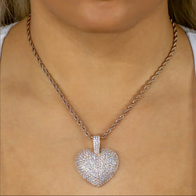 Diamond Heart Pendant in Rose Gold