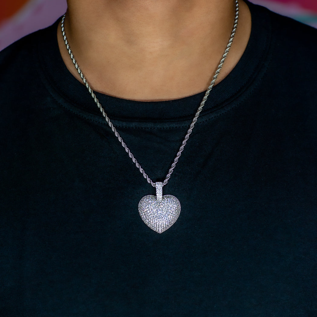 Iced Heart in White Gold | SKRT® · female-model