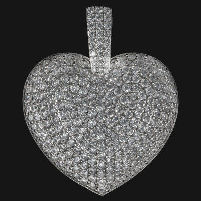 Iced Out Heart in White Gold (alternate view) · female-model