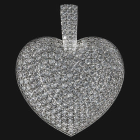 Diamond Heart Pendant in White Gold