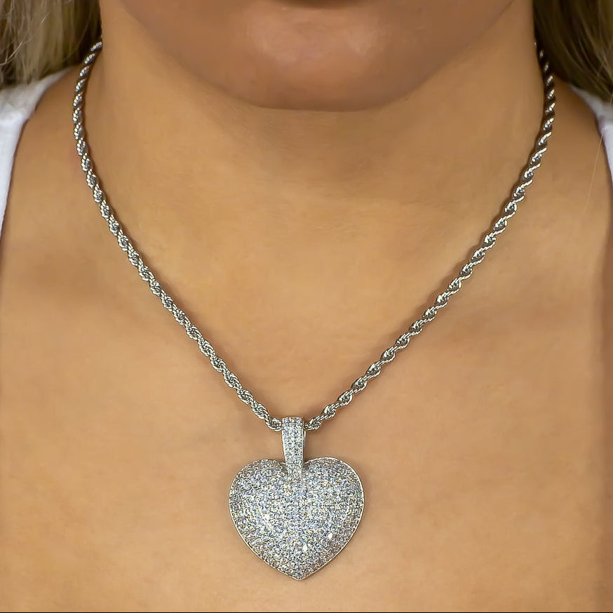 Diamond Heart in 18K White Gold - product image · female-model