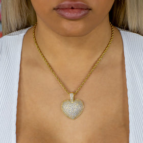 Diamond Heart Pendant in Yellow Gold