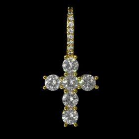 Diamond Mini Cross Pendant in Yellow Gold