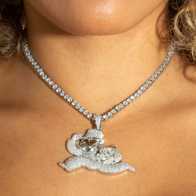 Iced Diamond Monopoly Man - White Gold (view 2 of 3) · female-model