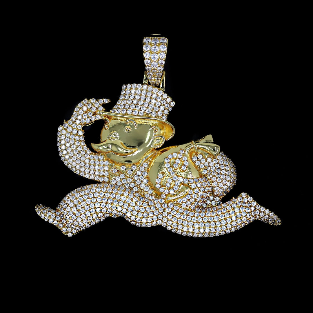 Iced Diamond Monopoly Man - Yellow Gold (view 4 of 5) · female-model