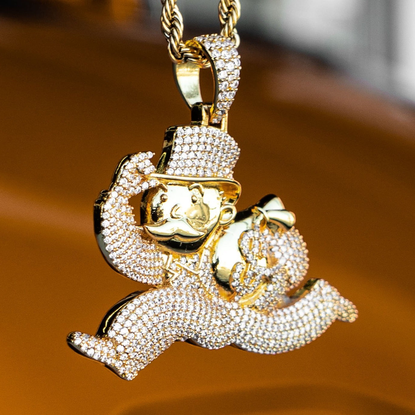 Iced Diamond Monopoly Man - Yellow Gold (view 5 of 5) · female-model