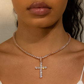 Diamond Original Cross Pendant in Rose Gold