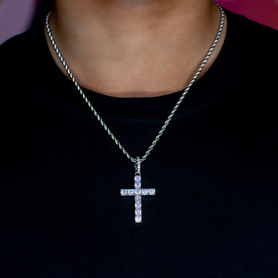 Iced Out Original Cross in White Gold | SKRT® · female-model