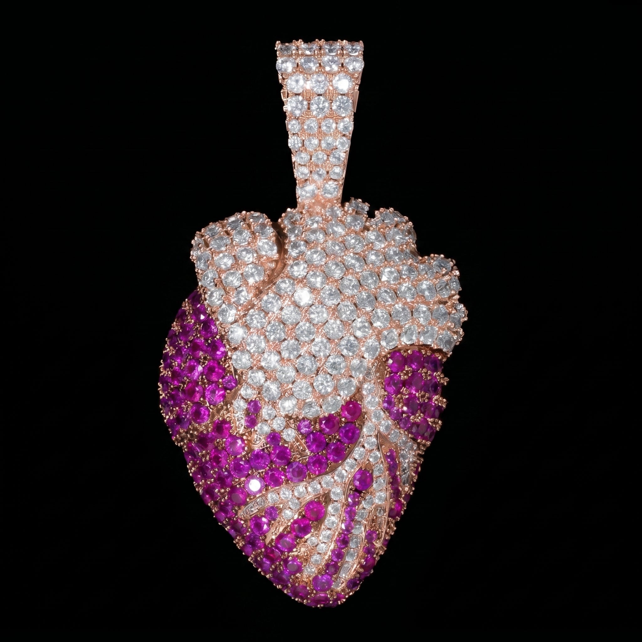 Diamond Realistic Heart Pendant in Rose Gold