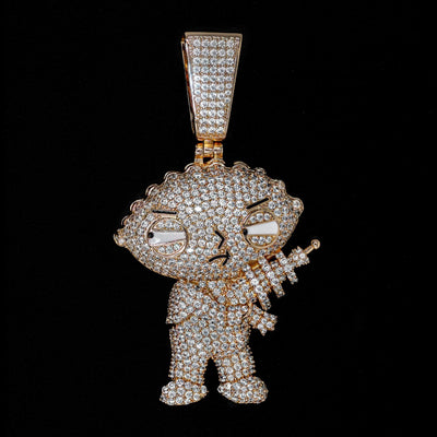 Diamond Stewie Pendant - 18K Rose Gold · female-model