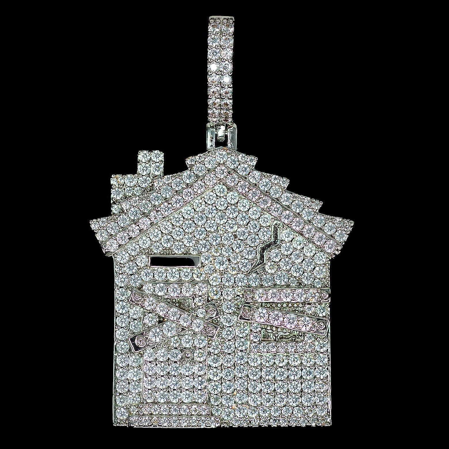 Diamond Trap House - 18K White Gold · female-model