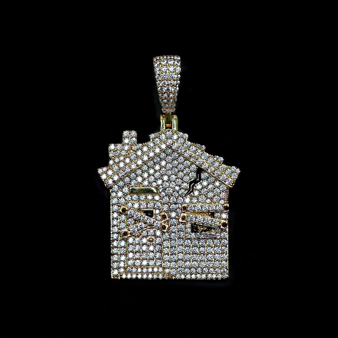 Iced Diamond Trap House - Yellow Gold (view 2 of 3) · female-model