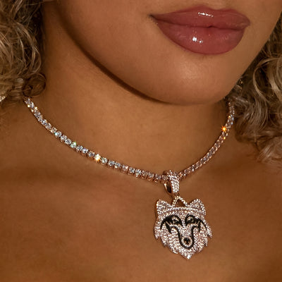 Iced Diamond Wolf in Rose Gold | SKRT® · female-model
