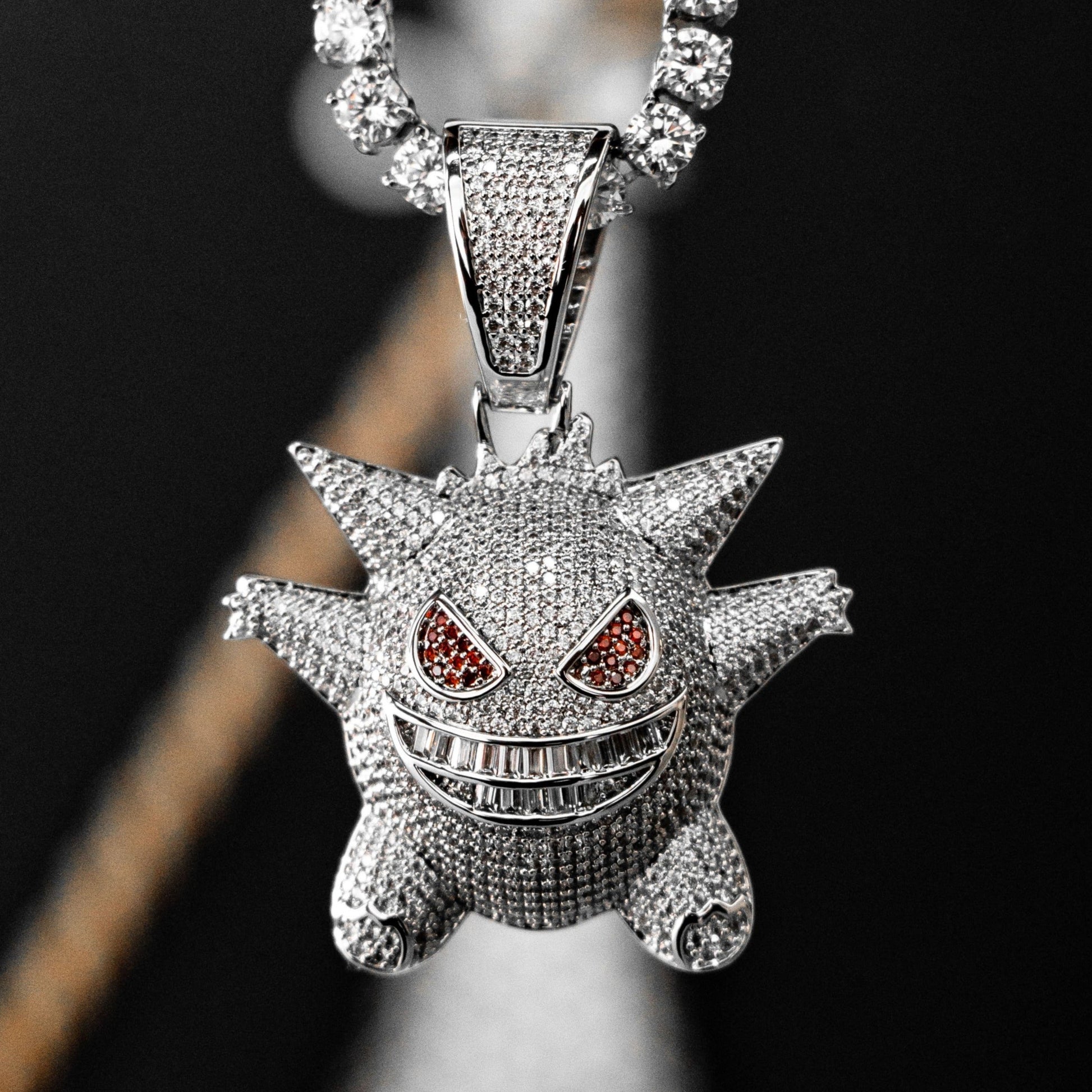 Iced Out Diamond Gengar in 18K White Gold