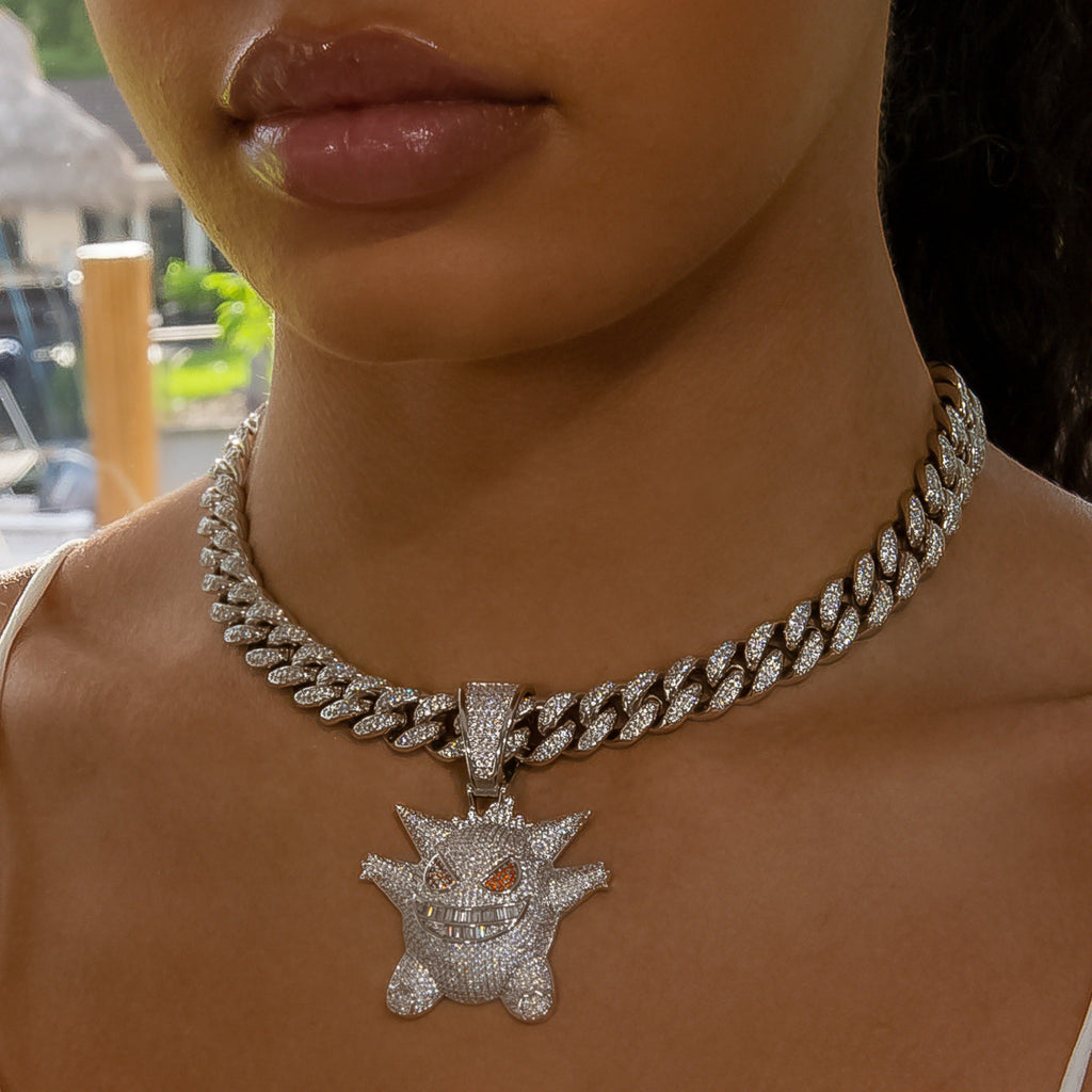 Iced Out Diamond Gengar in 18K White Gold