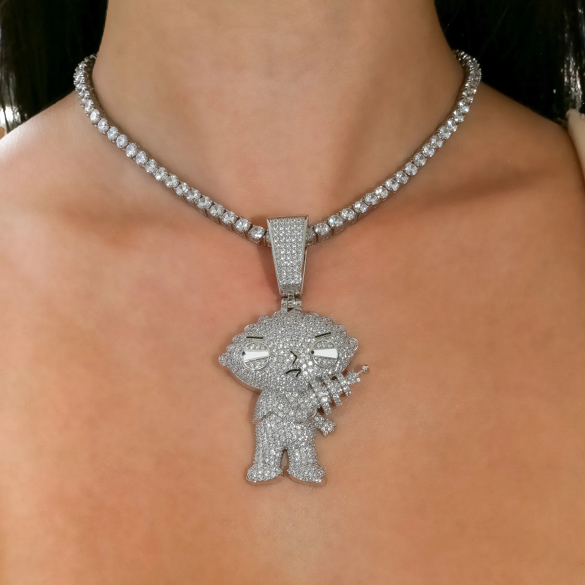 Iced Out Diamond Stewie Pendant
