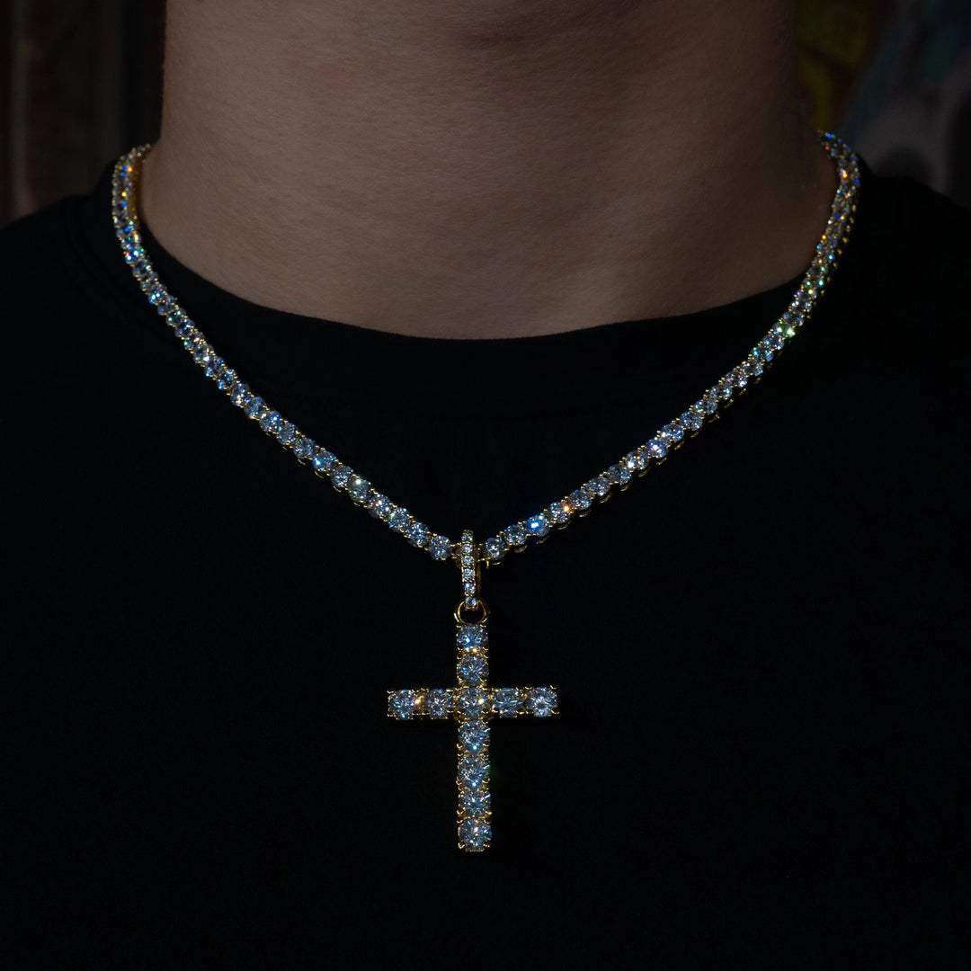 Iced Original Cross in 18K Yellow Gold