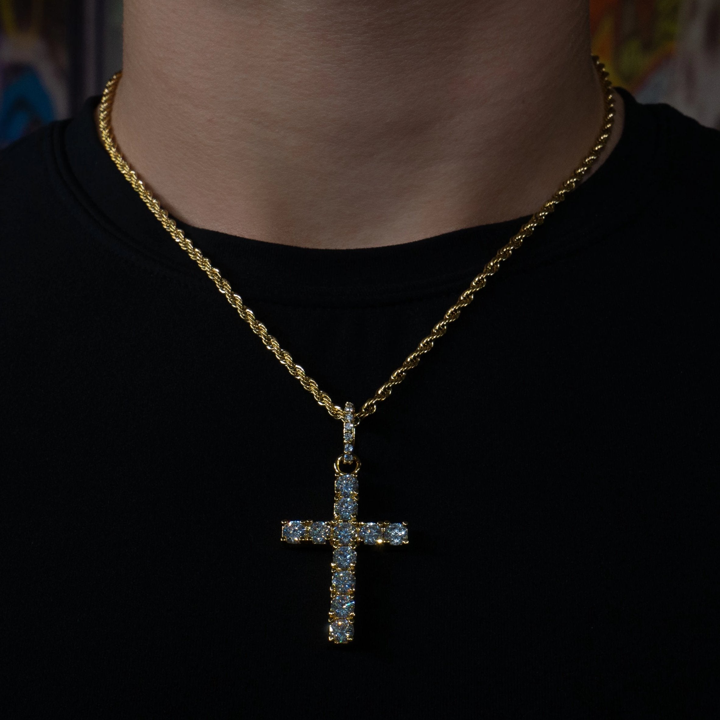 Iced Original Cross in 18K Yellow Gold