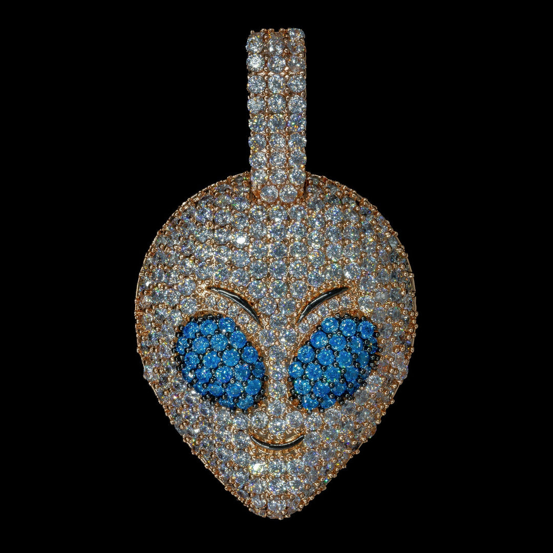 Diamond Alien Pendant - 18K Rose Gold · female-model