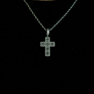 Iced Out Baguette Cross in White Gold (view 3 of 3) · male-model