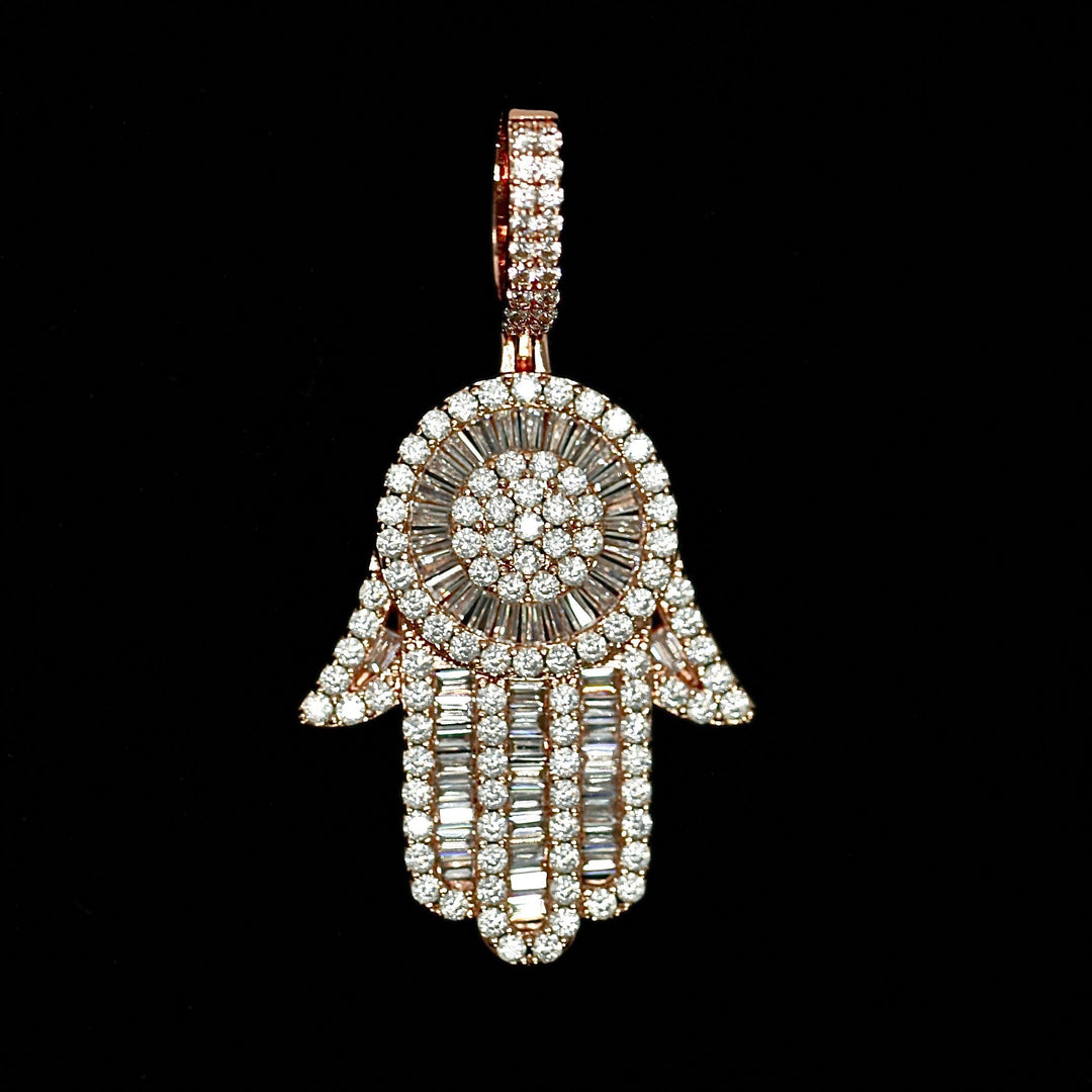 Iced Baguette Hamsa Hand in Rose Gold (view 2 of 6) · male-model