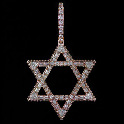 Iced Out Baguette Star of David in Rose Gold (alternate view) · male-model