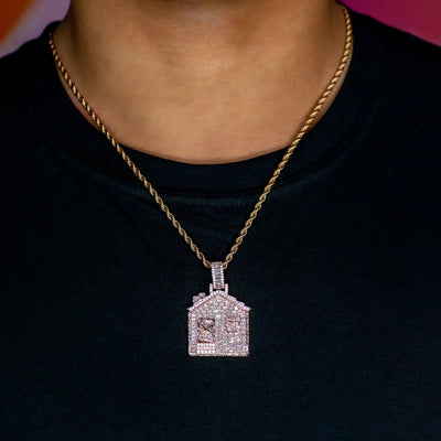 Iced Baguette Trap House in Rose Gold · male-model