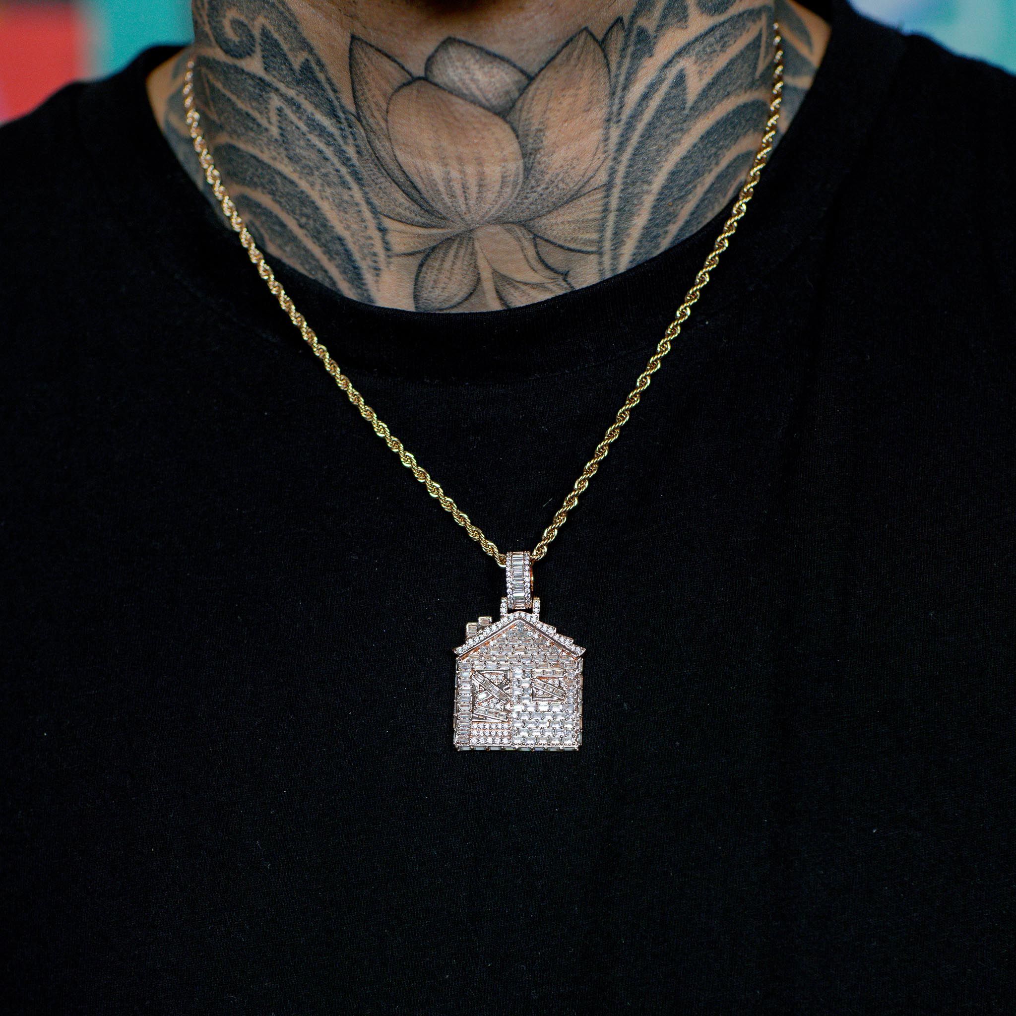 Iced Baguette Trap House in Rose Gold | SKRT® · male-model