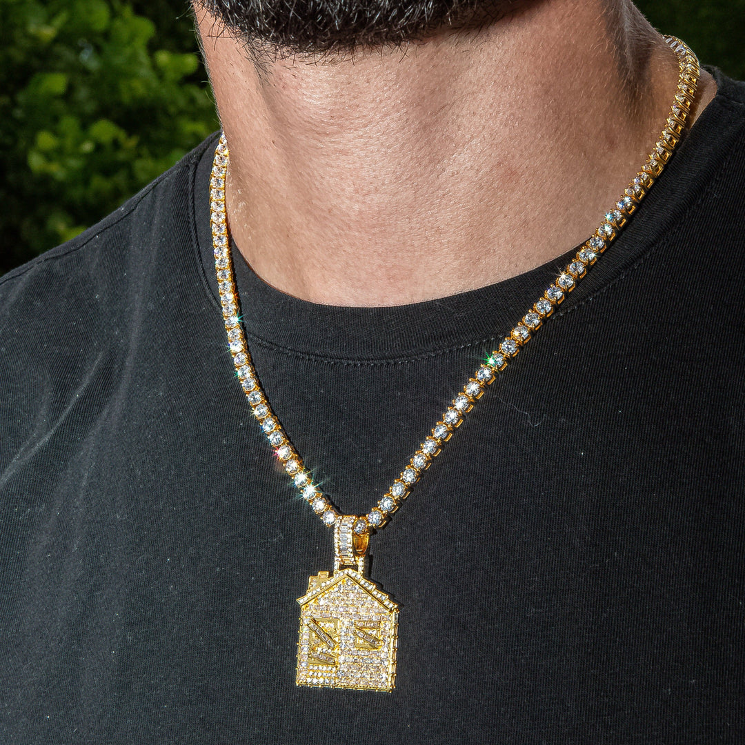 Iced Baguette Trap House in Yellow Gold (view 3 of 3) · male-model