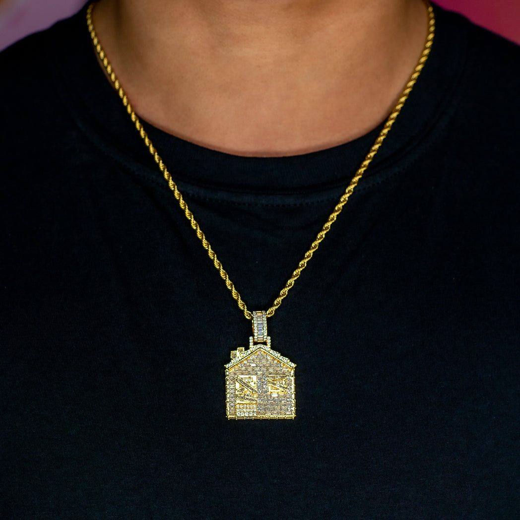 Iced Baguette Trap House in Yellow Gold in 18K Yellow Gold | SKRT® · male-model
