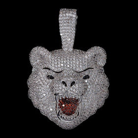Iced Bear Pendant in White Gold