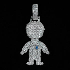 Iced Boy Pendant in White Gold