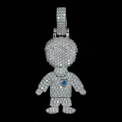 Iced Out Boy Pendant in White Gold (alternate view) · male-model