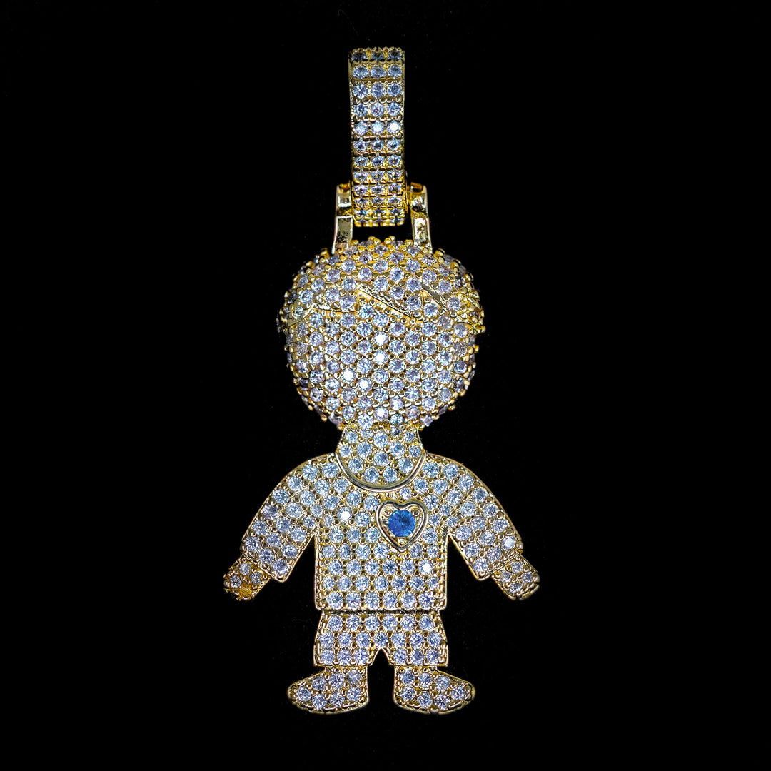 Iced Boy Pendant in Yellow Gold (alternate view) · male-model