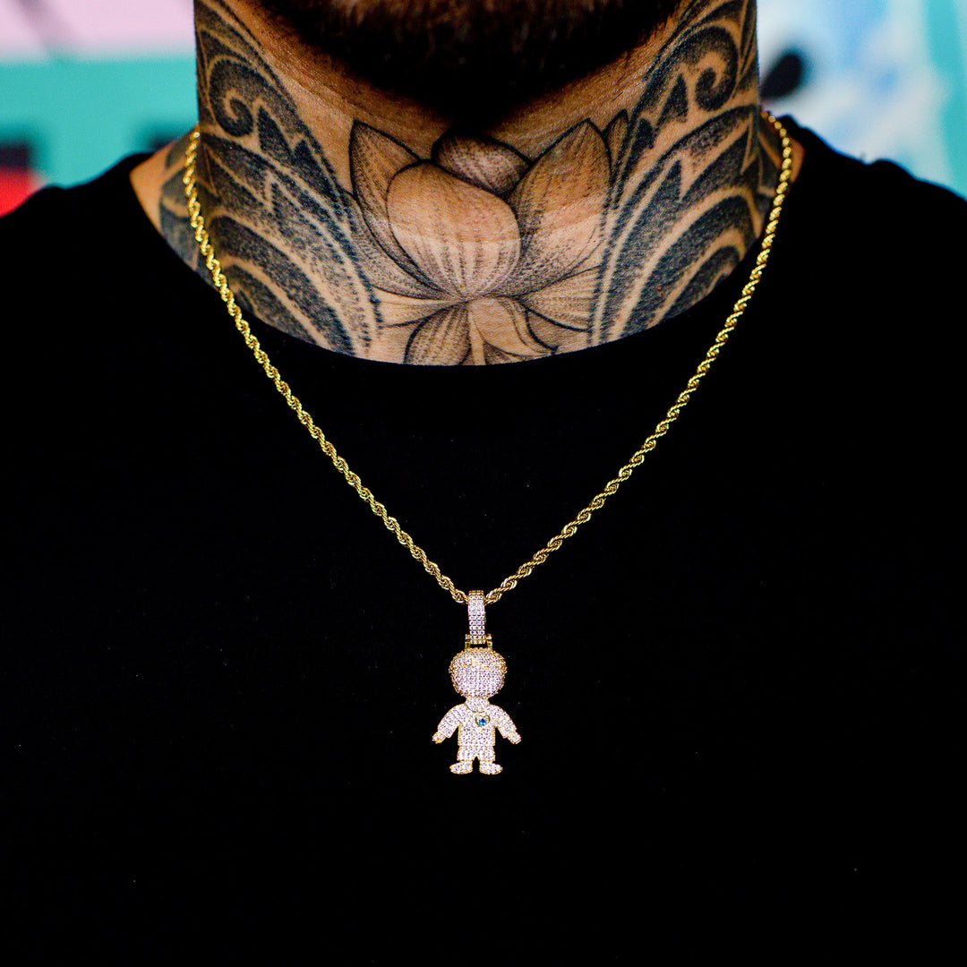 Iced Boy Pendant in Yellow Gold | SKRT® · male-model