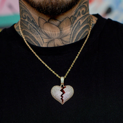 Iced Out Broken Heart in Rose Gold | SKRT® · male-model