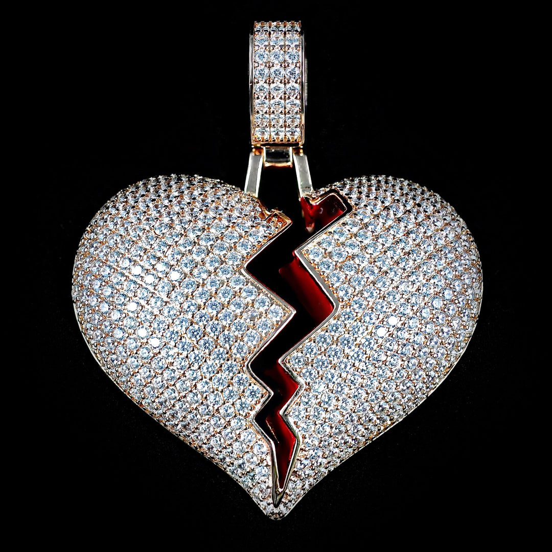 Iced Broken Heart in Rose Gold (view 2 of 3) · male-model