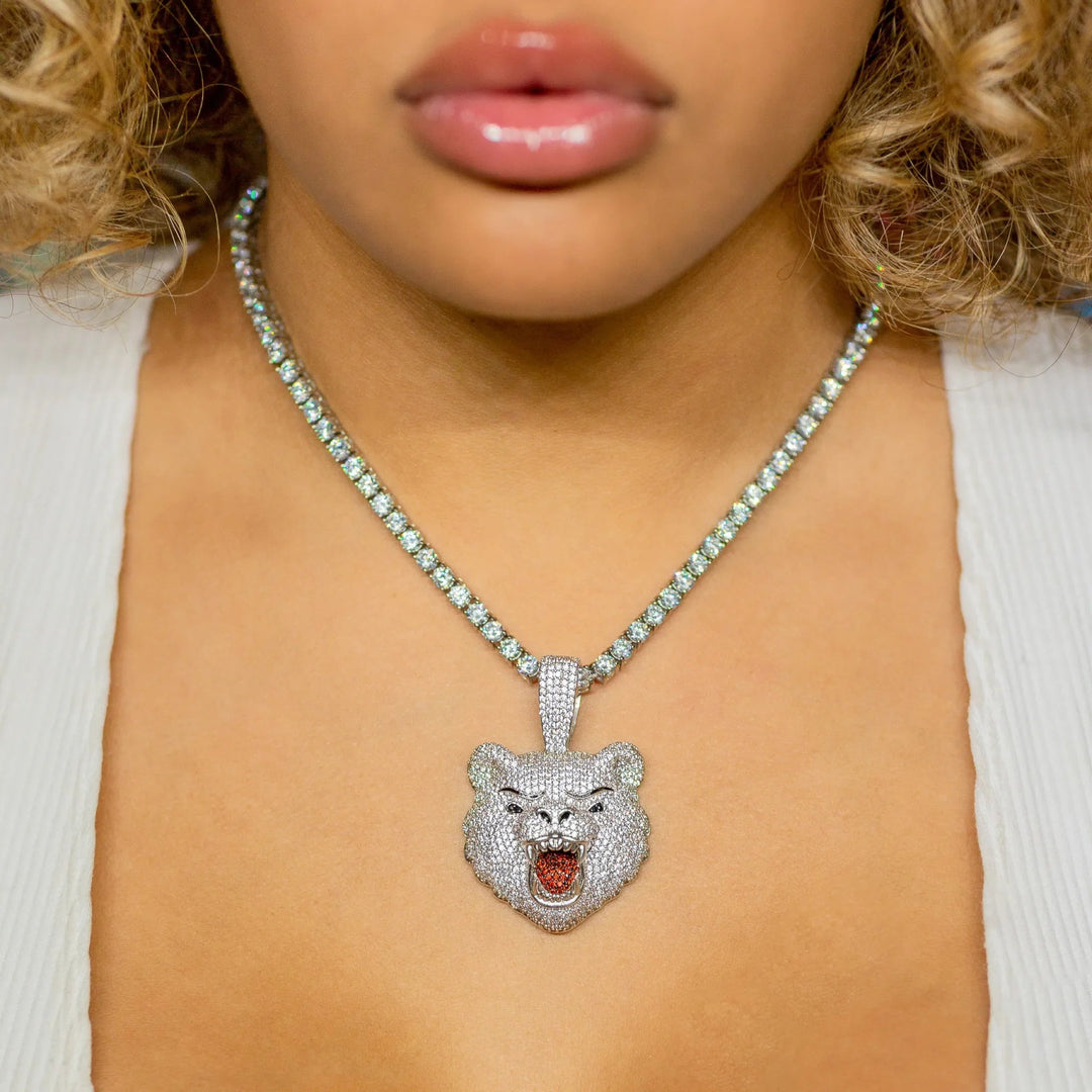 Iced Diamond Bear in White Gold · male-model