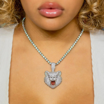 Iced Out Diamond Bear in White Gold · male-model