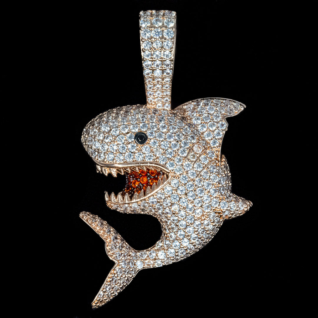 Iced Out Diamond Shark in Rose Gold | SKRT® · male-model