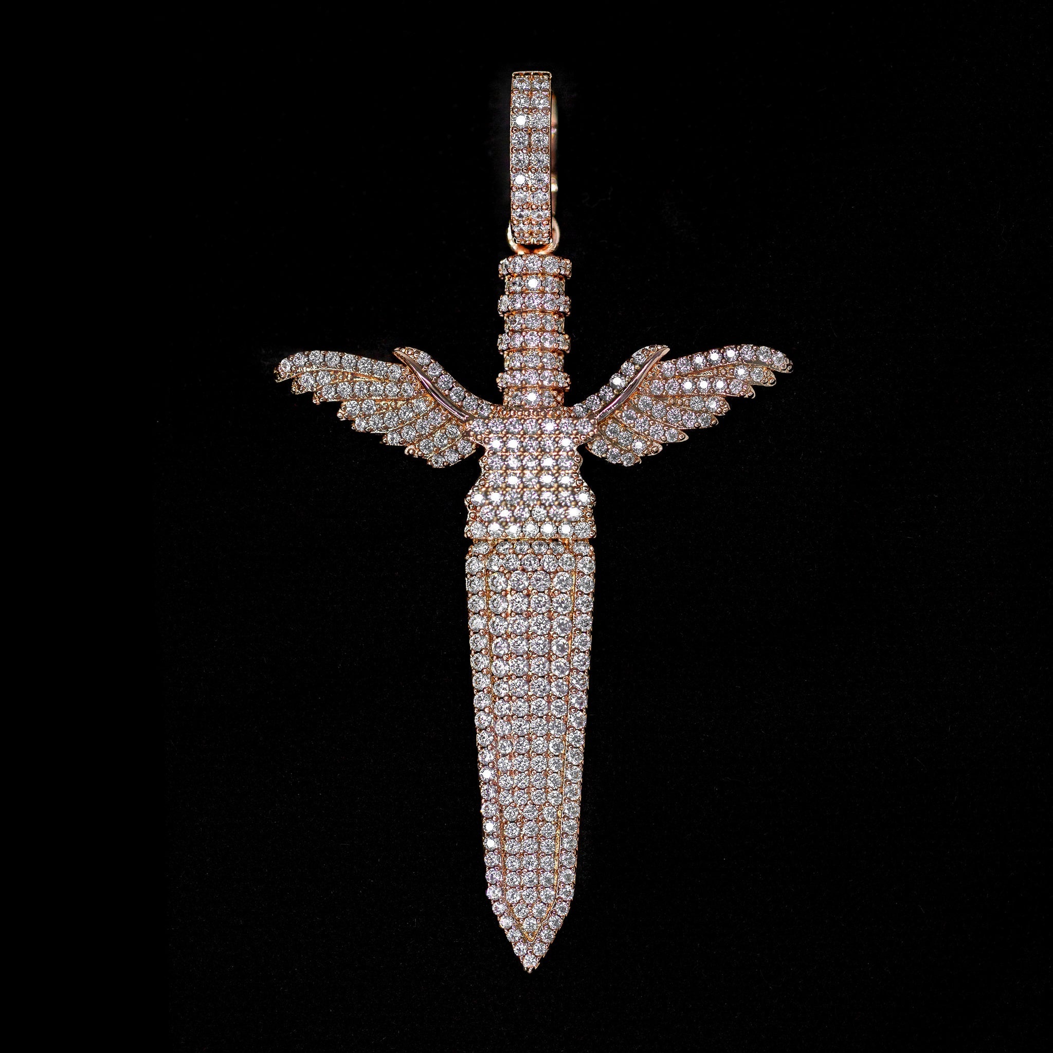 Iced Out Diamond Sword in Rose Gold | SKRT® · male-model