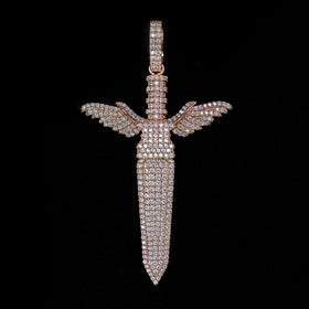 Diamond Sword Pendant in Rose Gold