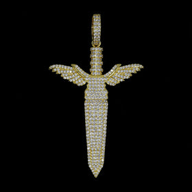 Diamond Sword Pendant in Yellow Gold
