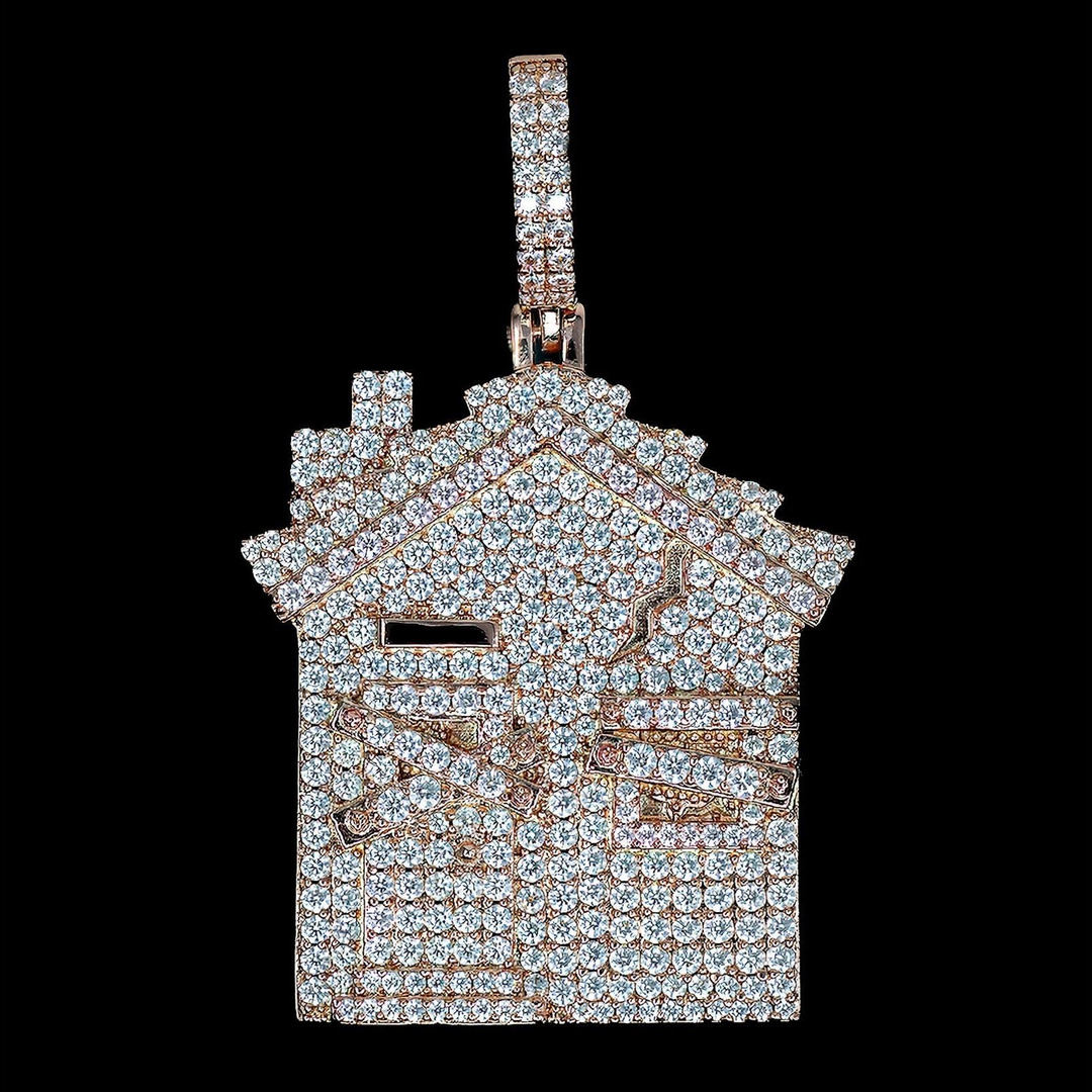 Iced Diamond Trap House - 18K Rose Gold · male-model