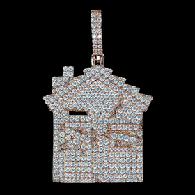 Casa de trap con diamantes Iced Out - Oro rosa de 18K
