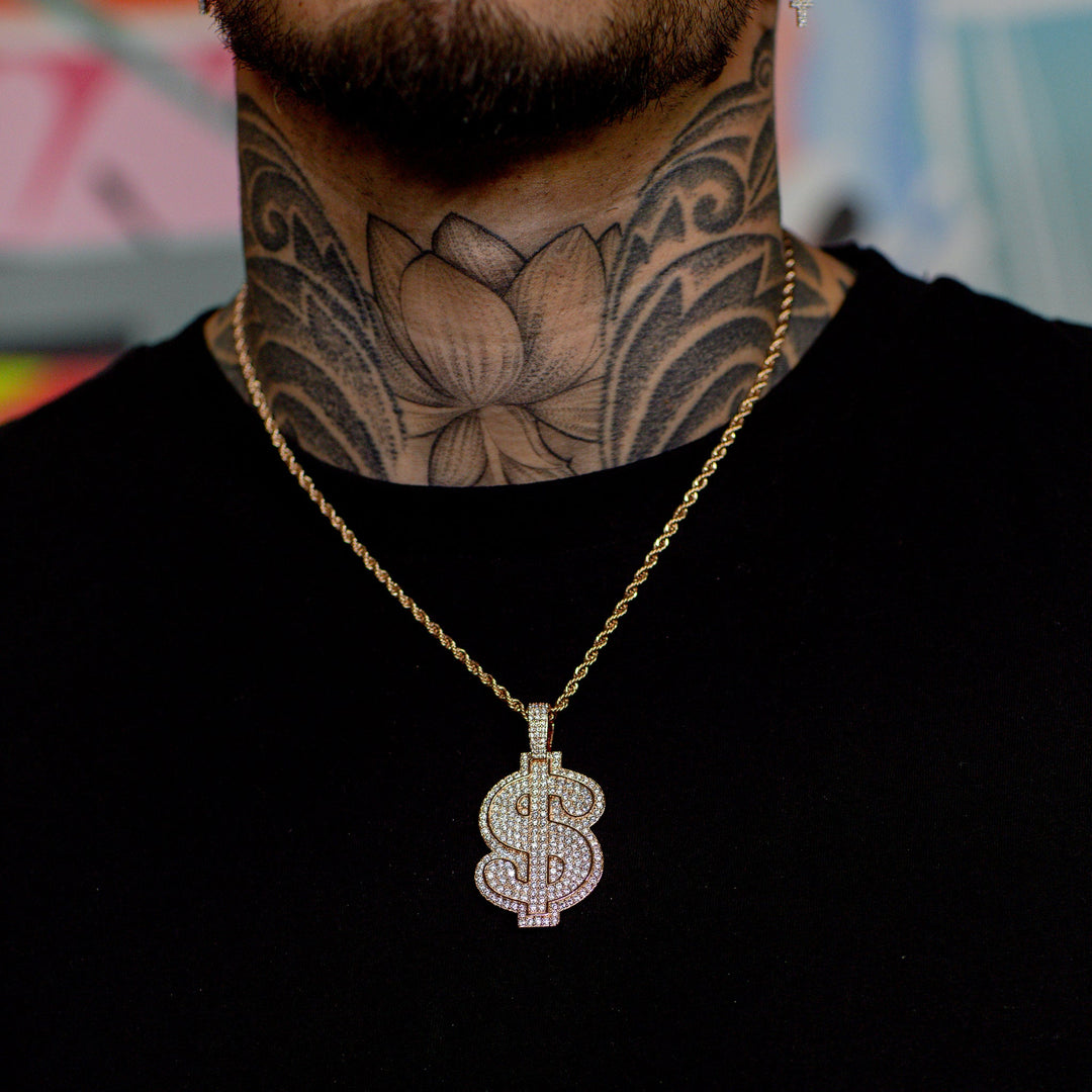Iced Dollar Sign in Rose Gold | SKRT® · male-model