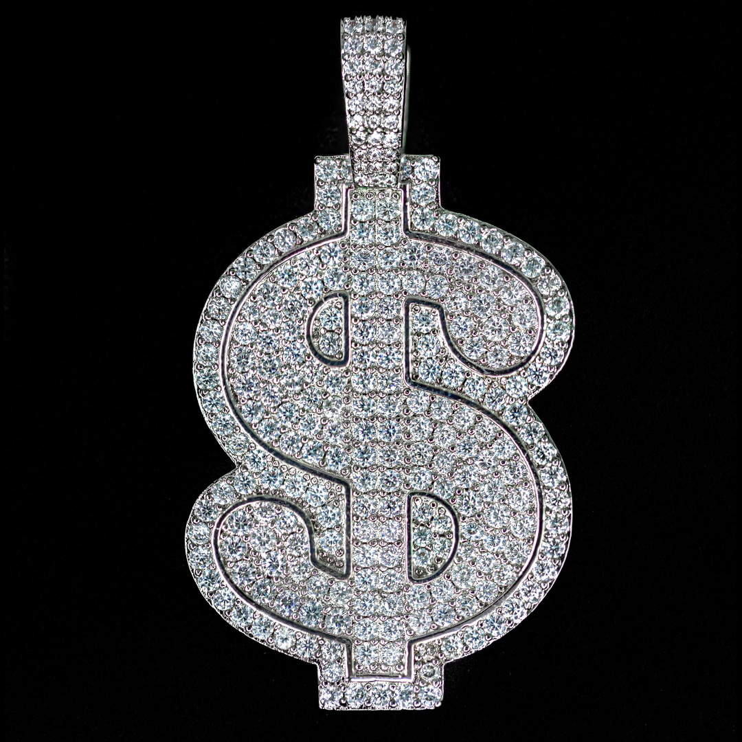 Iced Dollar Sign in White Gold (alternate view) · male-model