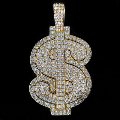 Iced Dollar Sign in Yellow Gold (view 2 of 3) · male-model